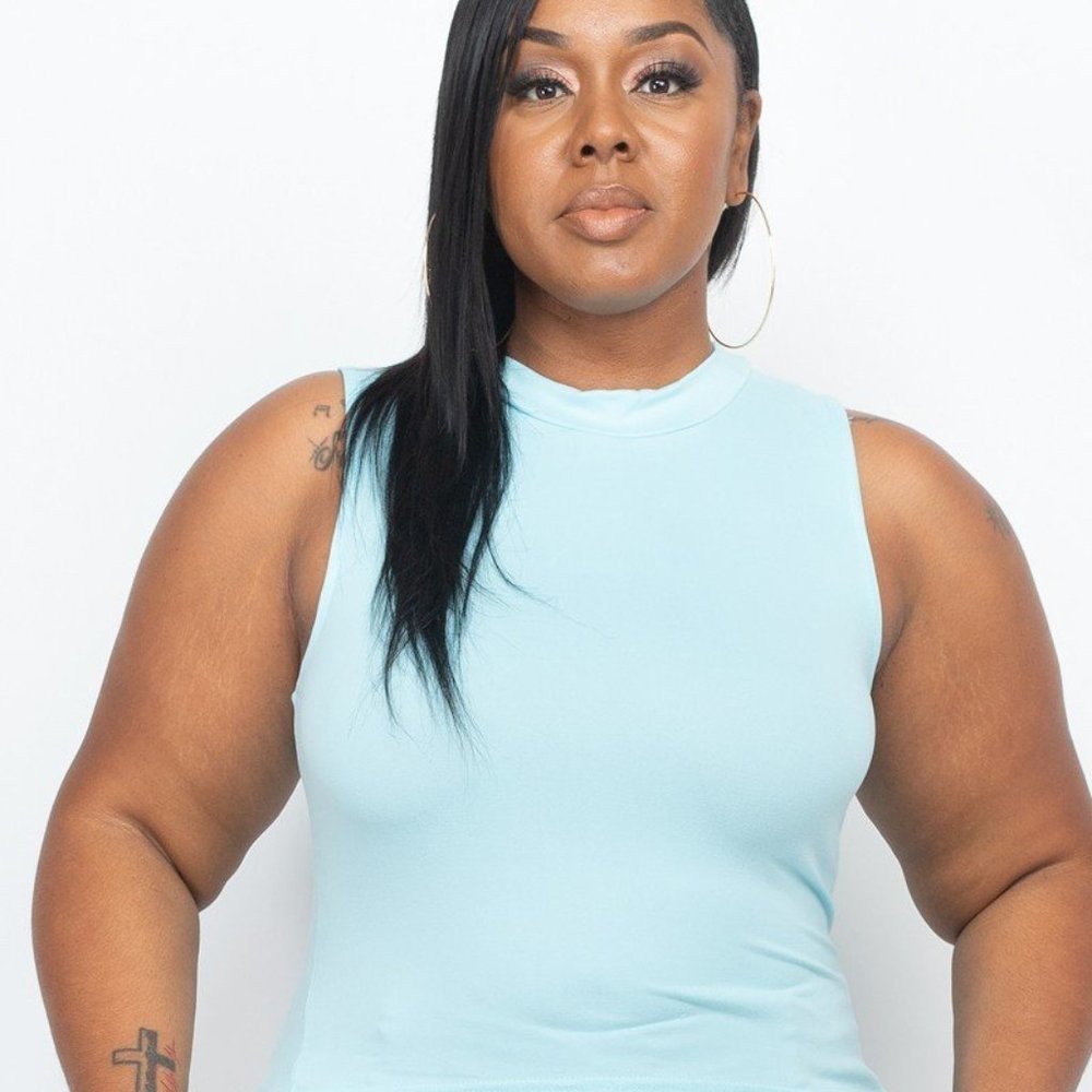 Mock Neck Cropped Top